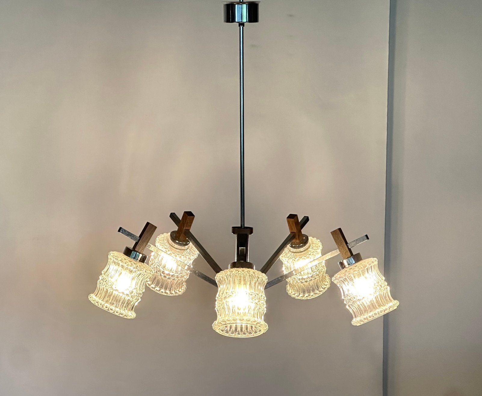 Mid-century hanglamp door Paavo Tynell 1960s, Maison & Meubles, Lampes | Suspensions, Comme neuf, Bois, Enlèvement