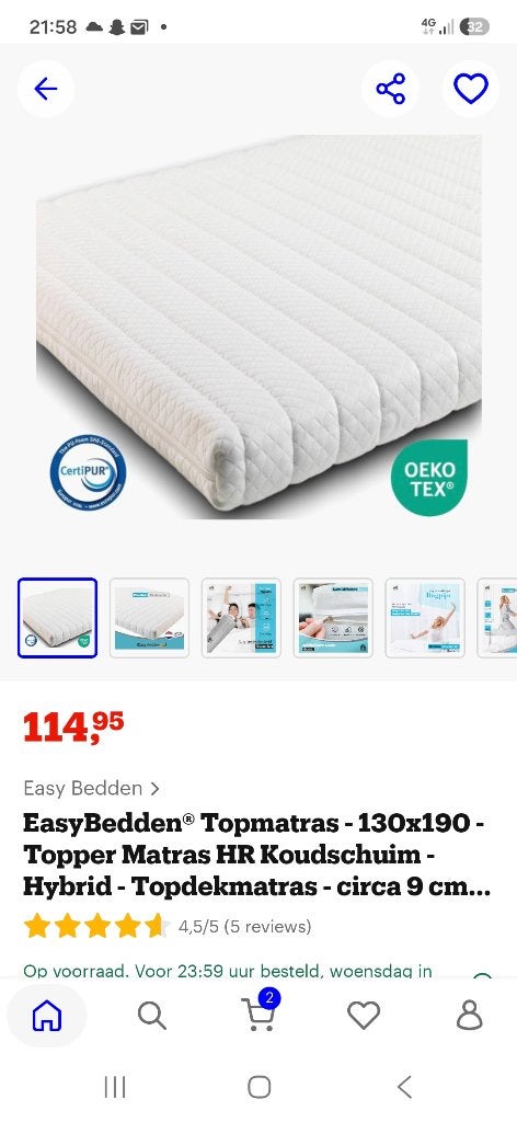 Bedtopper, Maison & Meubles, Chambre à coucher | Matelas & Sommiers, Neuf, Autres dimensions, Matelas, Queen size