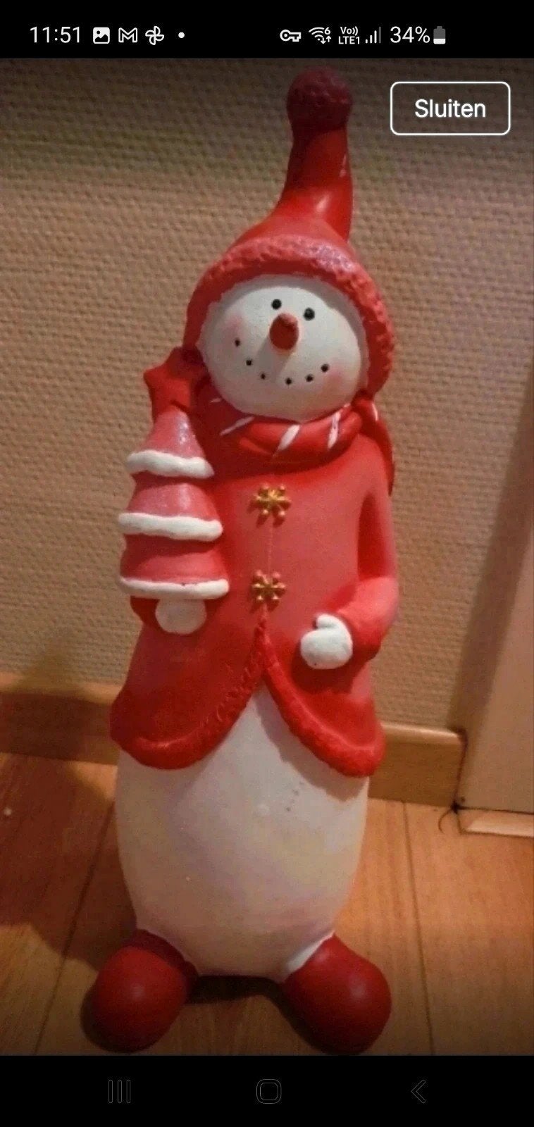 mooi grote sneeuwman 42 cm, Ophalen of Verzenden, Zo goed als nieuw