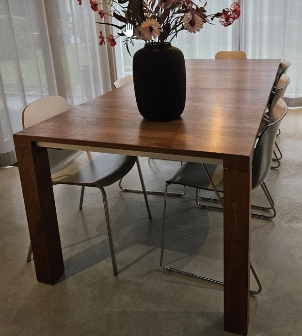 Leolux Dining Table 240X100 American Walnut, Ophalen, Gebruikt, Design, 200 cm of meer