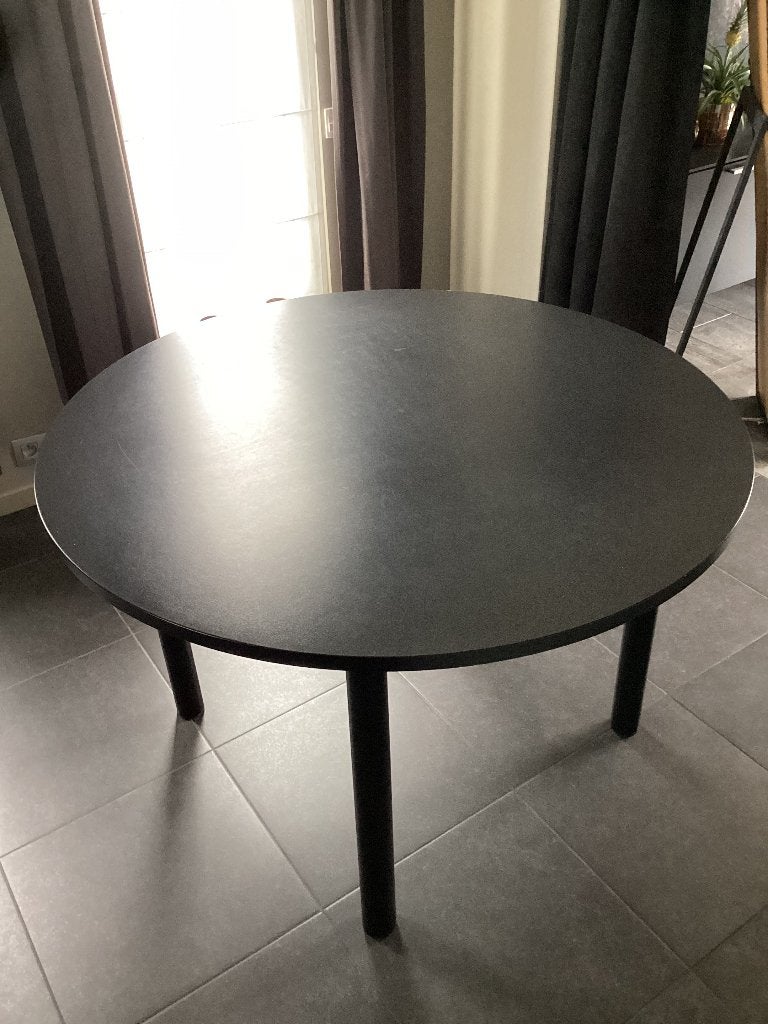 Tafel zwart diameter 120cm, Huis en Inrichting, Tafels | Eettafels, Rond, Zo goed als nieuw, Vier personen, Ophalen