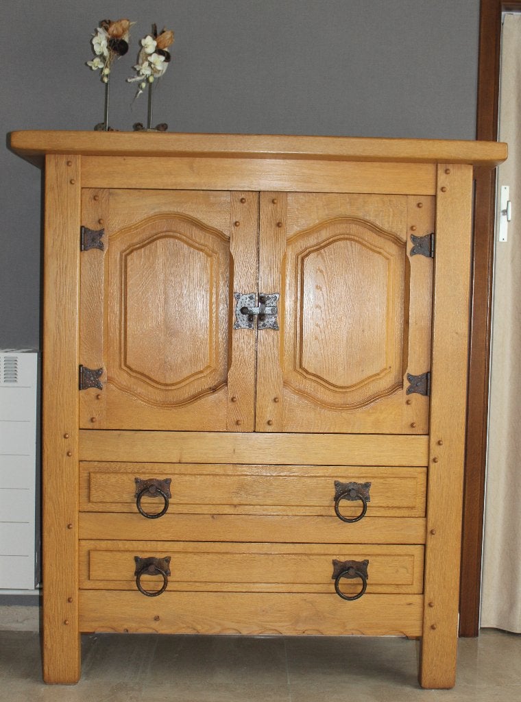 Meuble de bar en chêne massif (TV ou bibliothèque), Maison & Meubles, 25 à 50 cm, Rustiek, Comme neuf, 100 à 150 cm