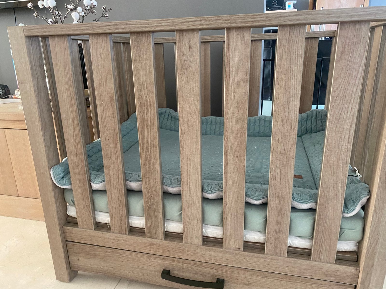 Babypark uitvoering stevig en zwaar e lichte eikkleur, Ophalen, Nieuw, Rechthoekig, In hoogte verstelbaar