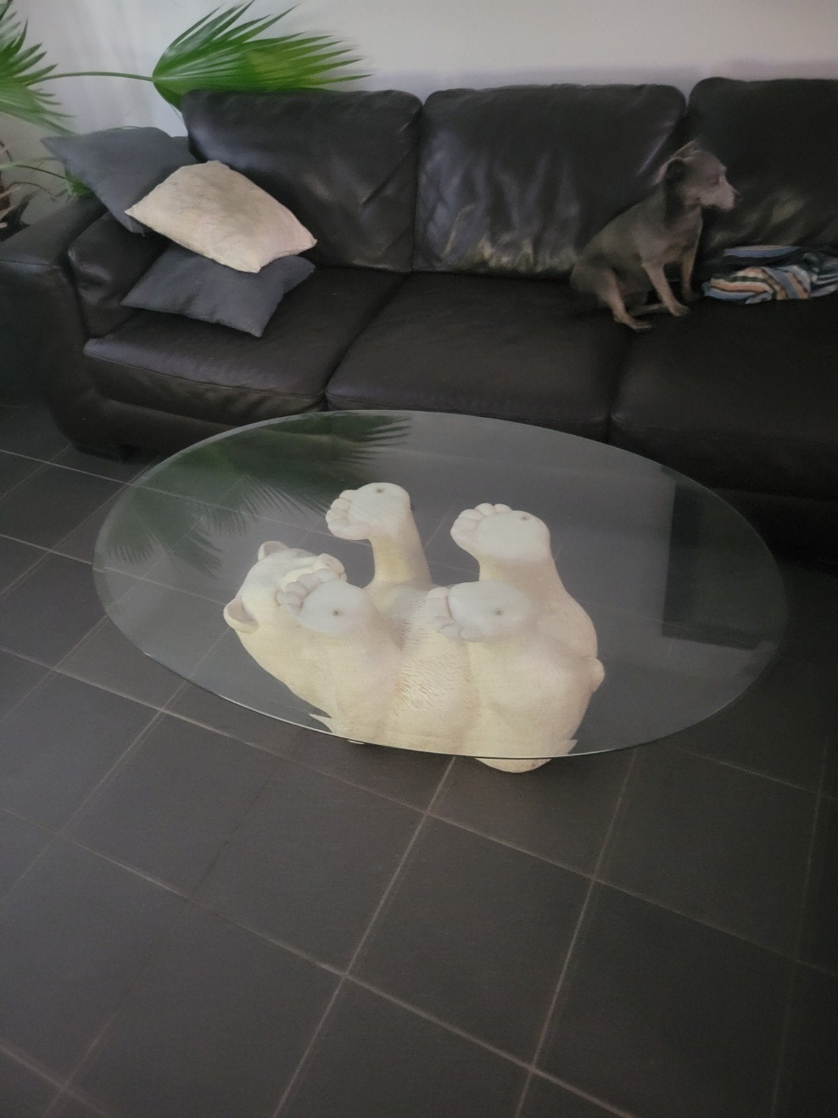 table polar bear, Maison & Meubles, 100 à 150 cm, Vintage, Verre, Enlèvement