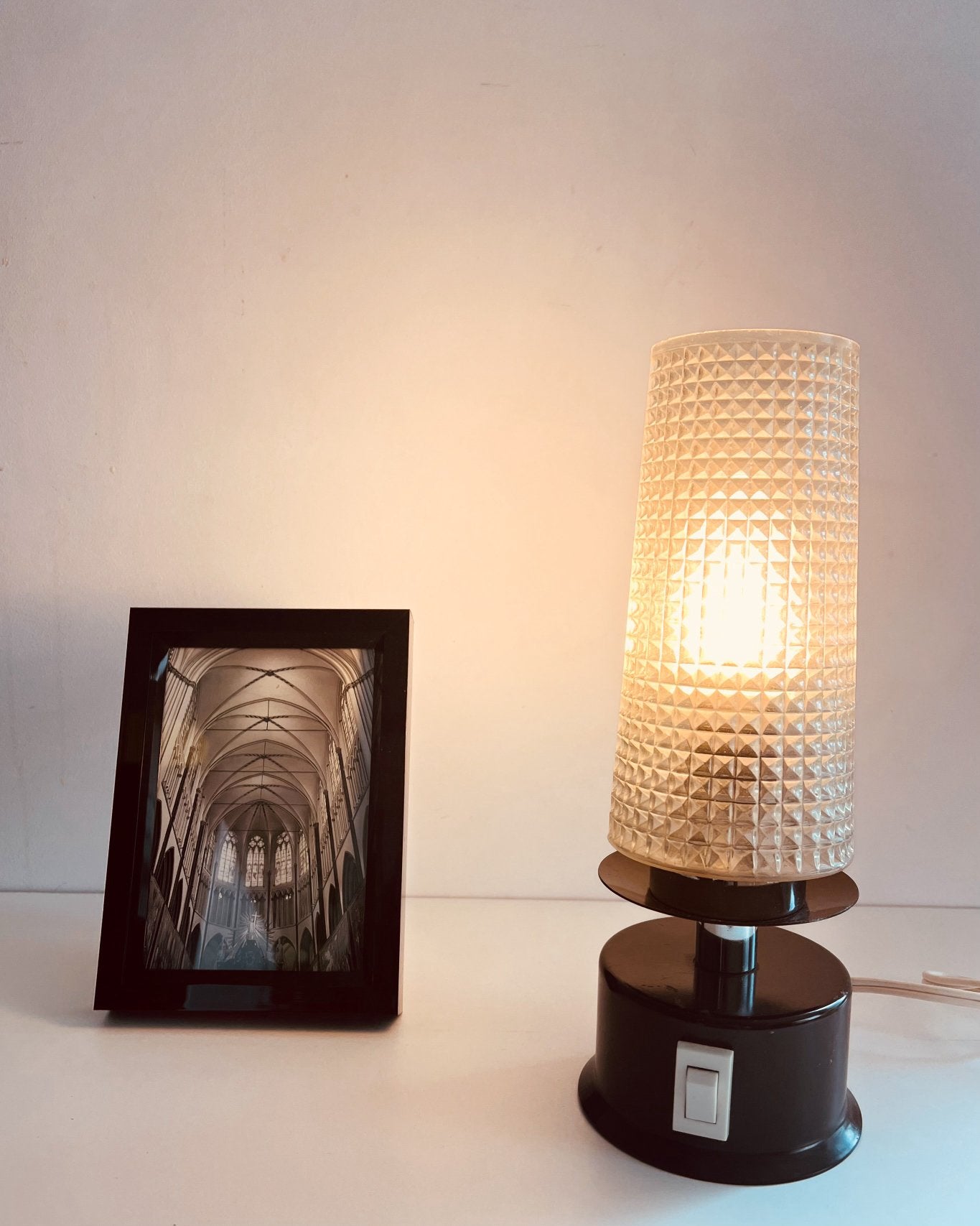 Vintage bruin lampje, Ophalen of Verzenden, Gebruikt, Glas