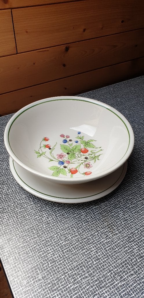 Fruitkommetje met opvangbord, Huis en Inrichting, Ophalen of Verzenden, Zo goed als nieuw, Kom(men)