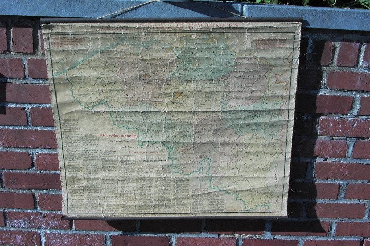 CARTE DE BELGIQUE SUR TOILE MACHINES BOLLINCKX  1898, Enlèvement