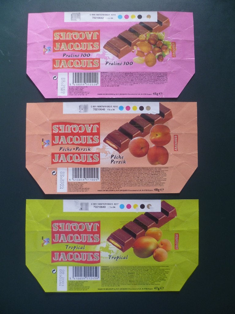 Chocolat Jacques chocolade wikkels emballages Olympic Club 3, Verzamelen, Ophalen of Verzenden, Gebruikt, Verpakking