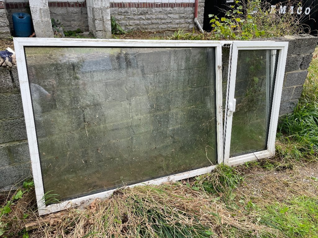2x kozijn met dubbel glas, Ophalen, Kunststof, Gebruikt, Inclusief glas