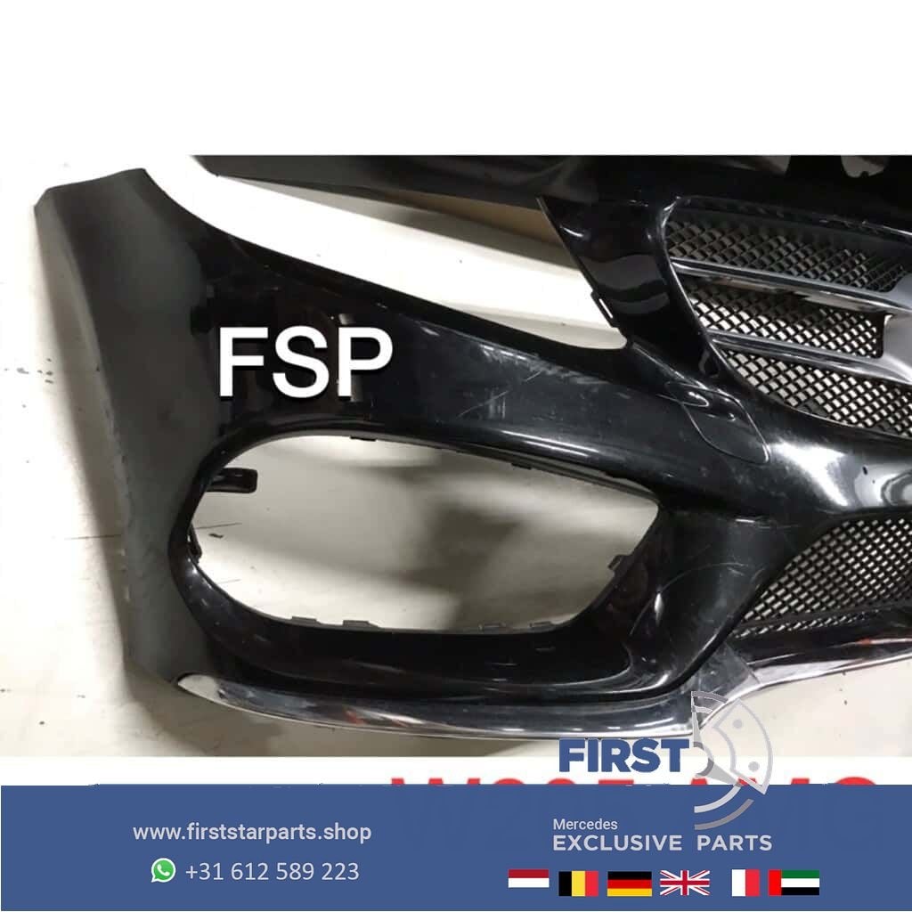 W205 C43 AMG Voorbumper zwart + gril + onderlip C Klasse 201, Utilisé, -, Avant, -