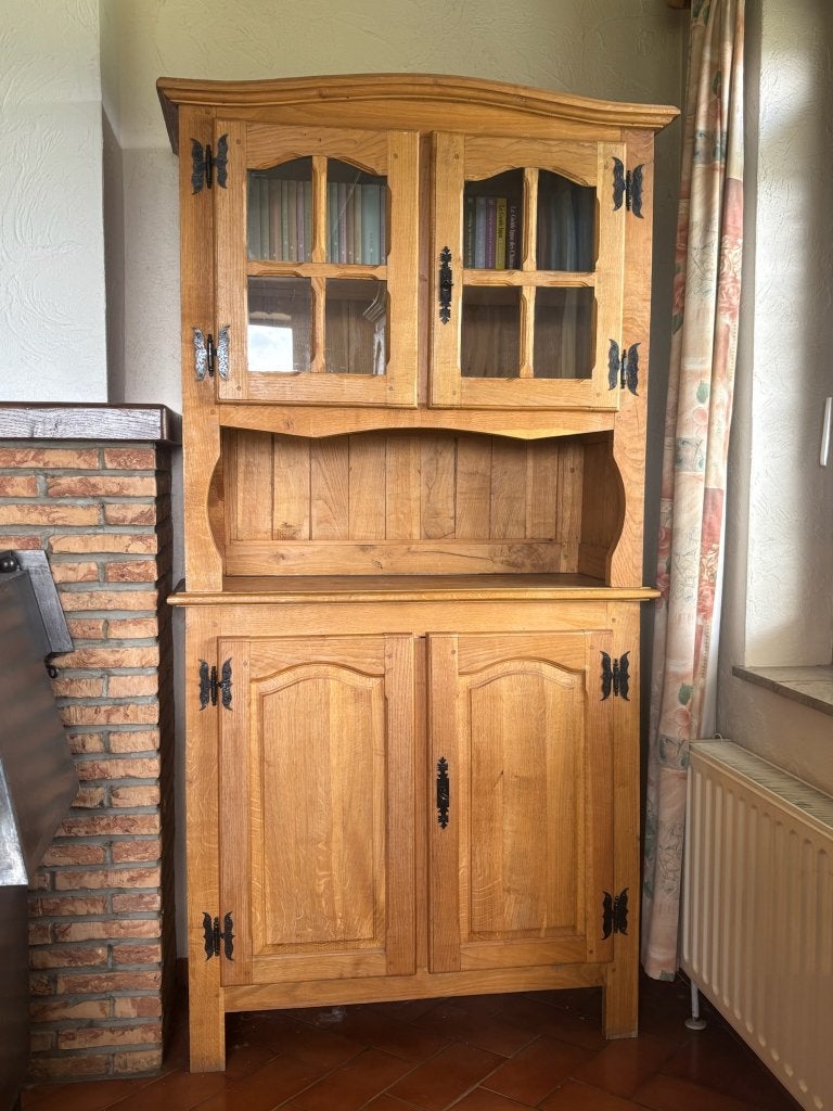 Grand vaisselier rustique en chêne massif, Huis en Inrichting, Kasten | Roldeurkasten en Archiefkasten, Gebruikt, 200 cm of meer