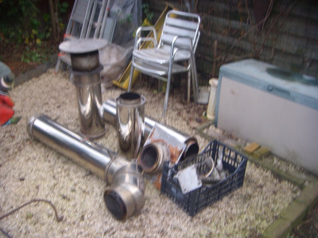 INOX dubbelwandige  buizen, Doe-het-zelf en Bouw, Buizen en Afvoer, Ophalen, Inox, Zo goed als nieuw, 80 mm of meer