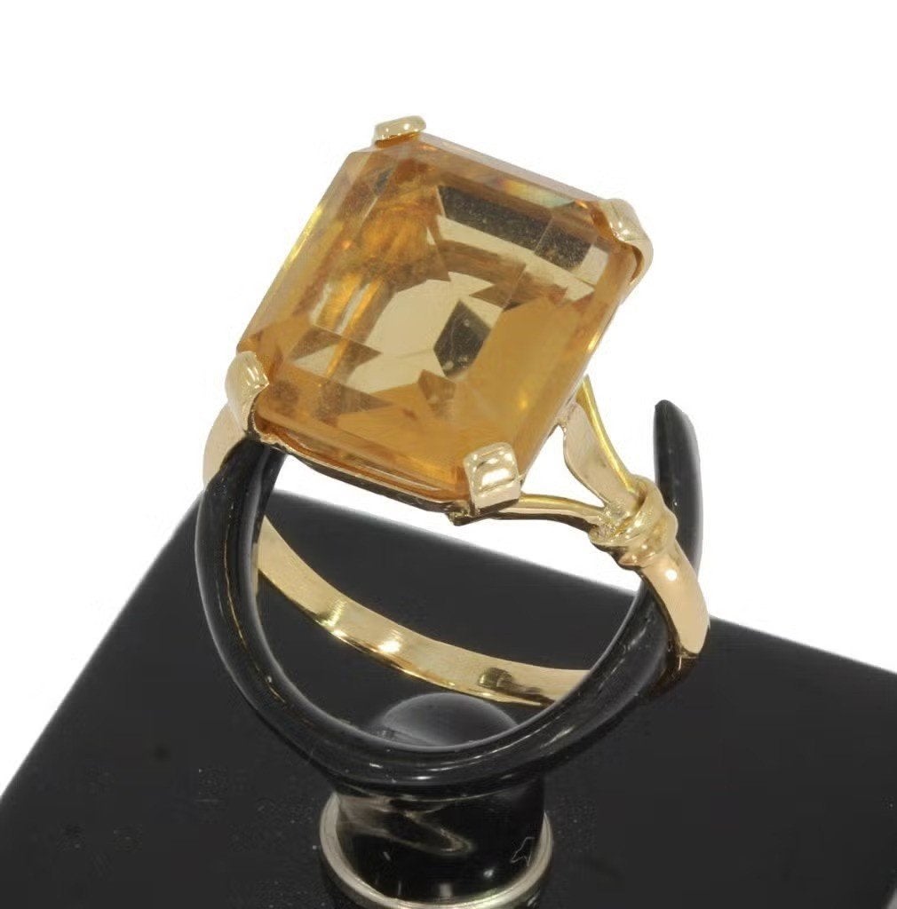 Citrien fraaie edelsteen 14k gouden dames ring luxe, Ophalen of Verzenden, Zo goed als nieuw, Dame of Heer, Met edelsteen