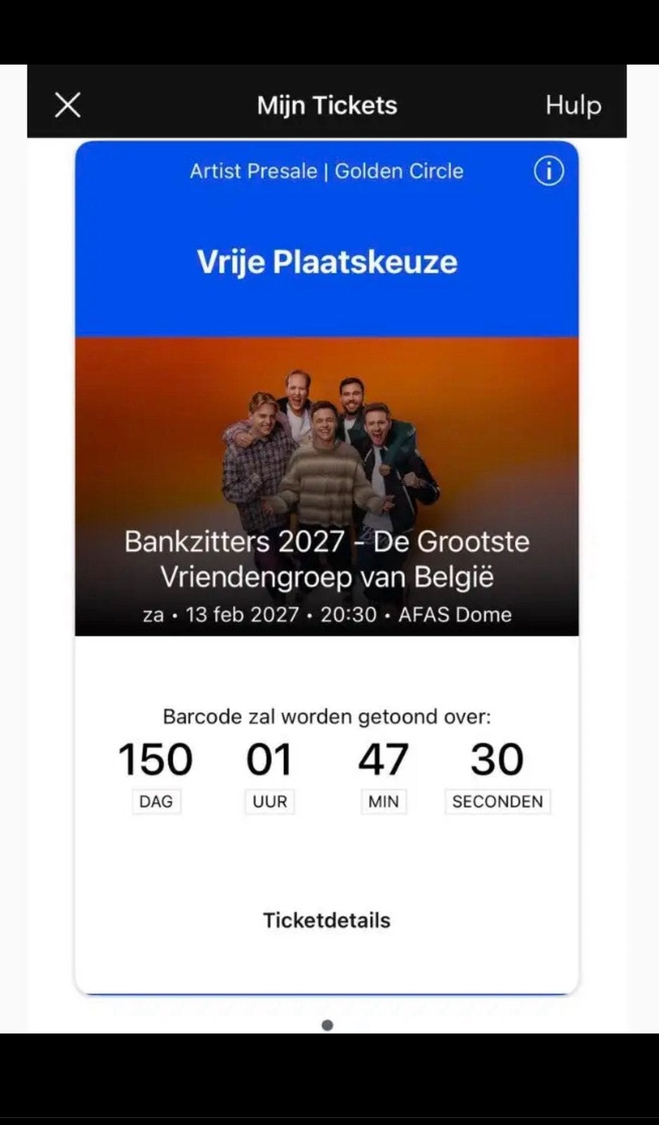 Bankzitters golden circle 2 tickets 13feb