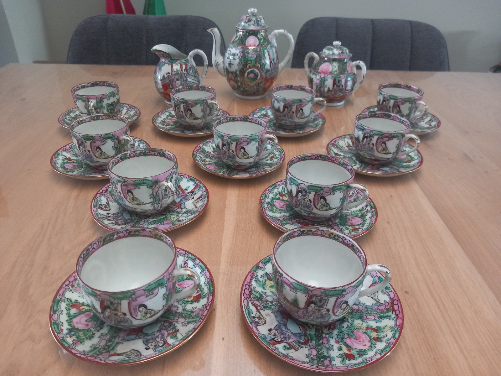 Prachtig Chinees koffie/thee/melkservies, Antiek en Kunst, Antiek | Servies los, Ophalen