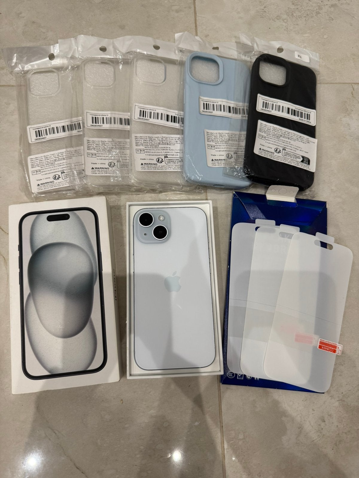 iPhone 15 Bleu + Accessoires, Télécoms, Téléphonie mobile | Apple iPhone, Comme neuf, 128 GB, Sans abonnement, Sans simlock, iPhone 15