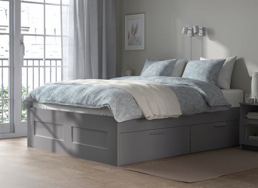 Urgent - Lit double ikea 160x200 - noir, Ophalen, Gebruikt, Zwart, Tweepersoons