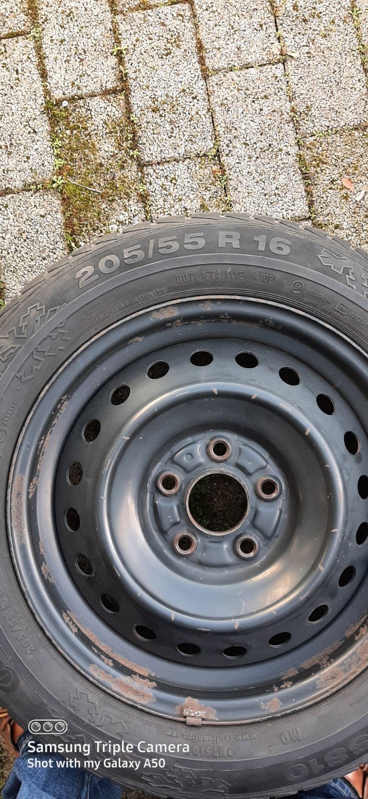 205 55 16 winter banden op stalen velg honda, Auto-onderdelen, Banden en Velgen, Ophalen, Winterbanden, Band(en)
