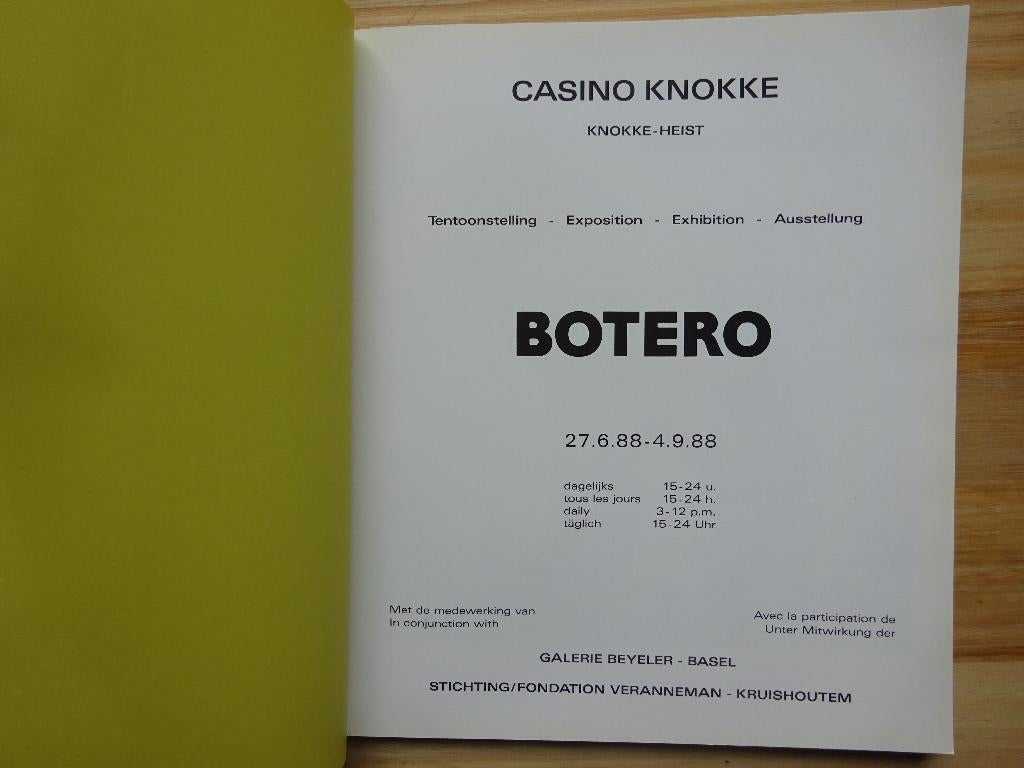 Botero, galerie Veranneman 1988 Casino Knokke, Ophalen of Verzenden, Zo goed als nieuw, Schilder- en Tekenkunst