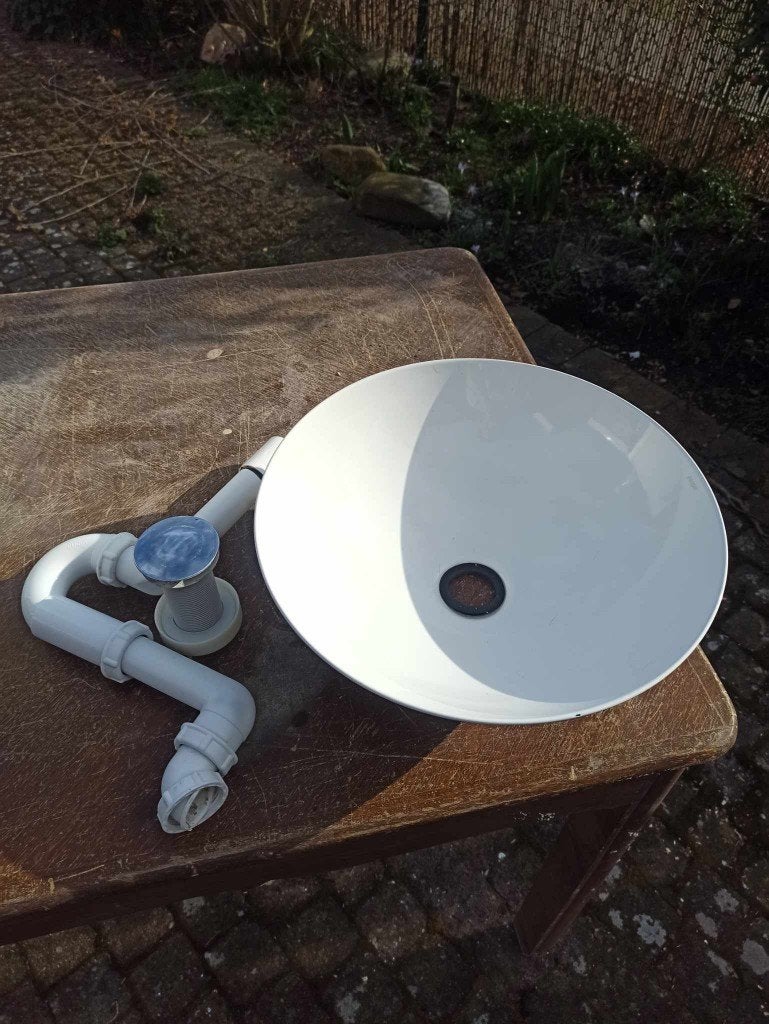 Alape waskom Ø35 cm – wit incl. afvoer en sifon, Ophalen, Zo goed als nieuw, Wastafel