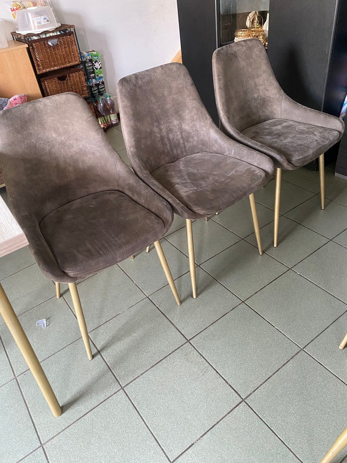 Eettafel met 6 stoelen taupe bruin, Huis en Inrichting, Ophalen, Zo goed als nieuw, Bruin