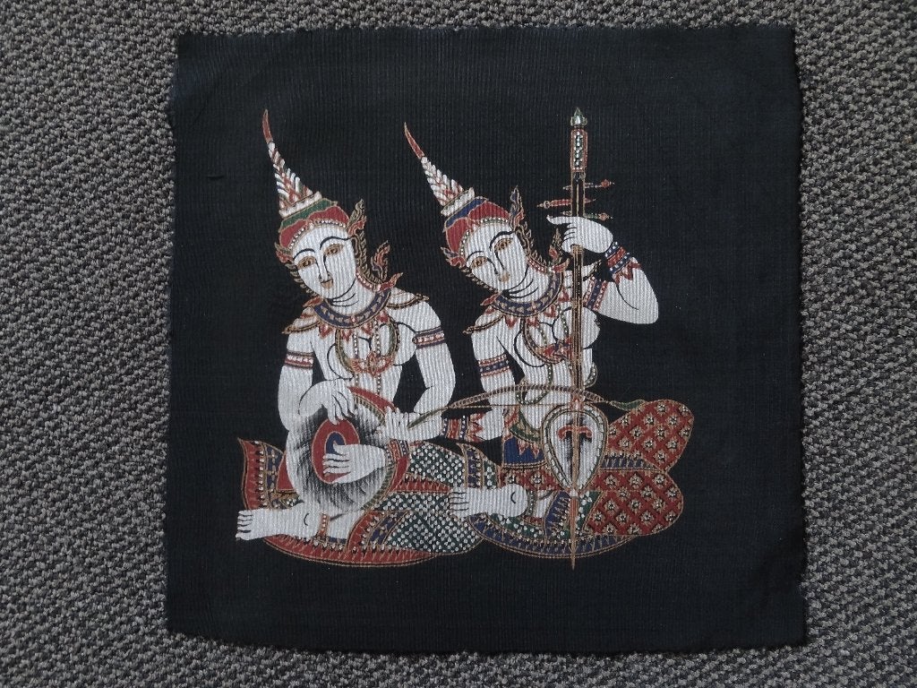 Batik, Thaïlande, musique,  femmes, Antiquités & Art, Autres origines, Envoi, Décoration murale, Textile