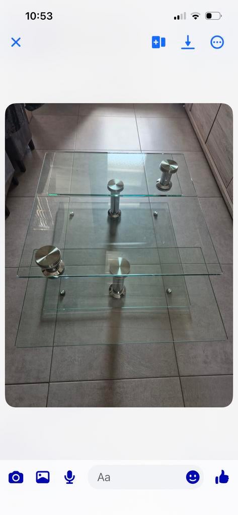 Taille pliée  80/80 cm … ouverte 126/80 cm, Maison & Meubles, Tables | Tables de salon, Enlèvement, Comme neuf, Verre