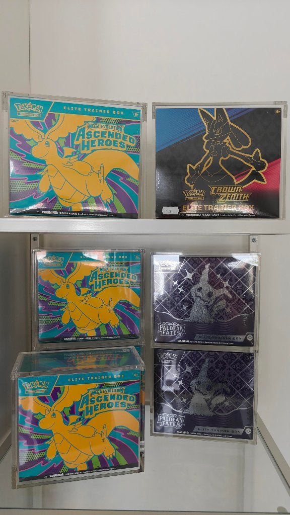 Pokemon ETB's + Acryl (Ascended, Paldean, Crown Zenith), Ophalen of Verzenden, Nieuw, Boosterbox, Foil
