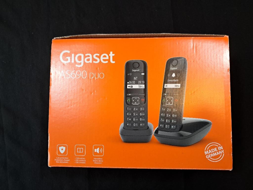 Téléphones sans fil Gigaset Duo AS690 Noir, Enlèvement, Comme neuf, 2 combinés, À Faible Émission d'Ondes