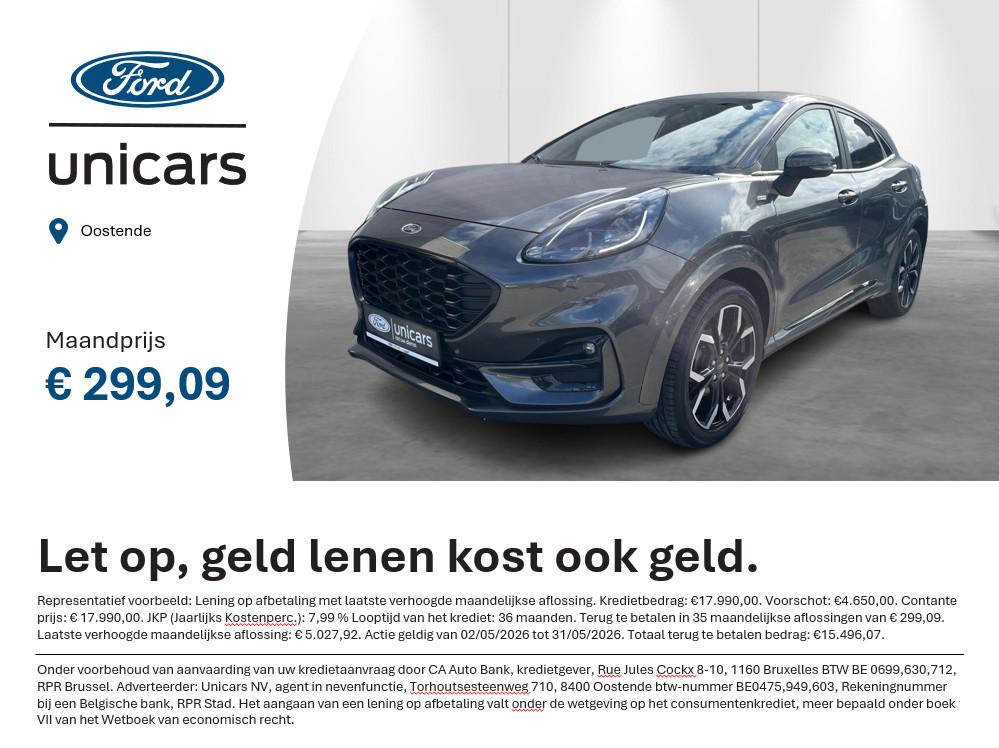 Ford Puma 1.0i Ecoboost MHEV 92kW Aut. ST-Line X, Autos, Puma, 129 g/km, Entreprise, 1404 kg