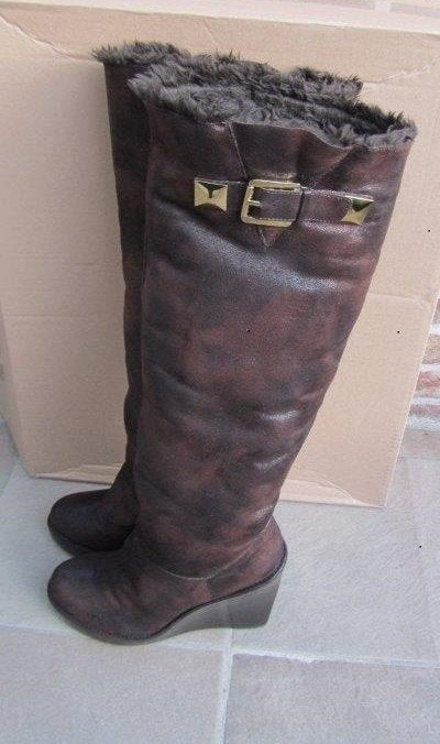 Lederen laarzen Michael Kors met bont 39, Hoge laarzen, Michael Kors, Bruin, Ophalen of Verzenden