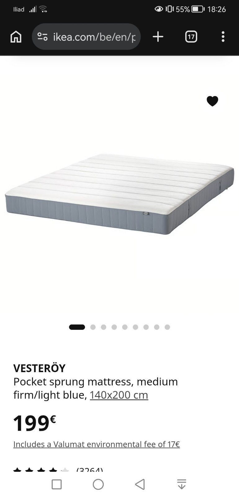 mattress 140x200 cm, Enlèvement, Comme neuf, 200 cm, 140 cm
