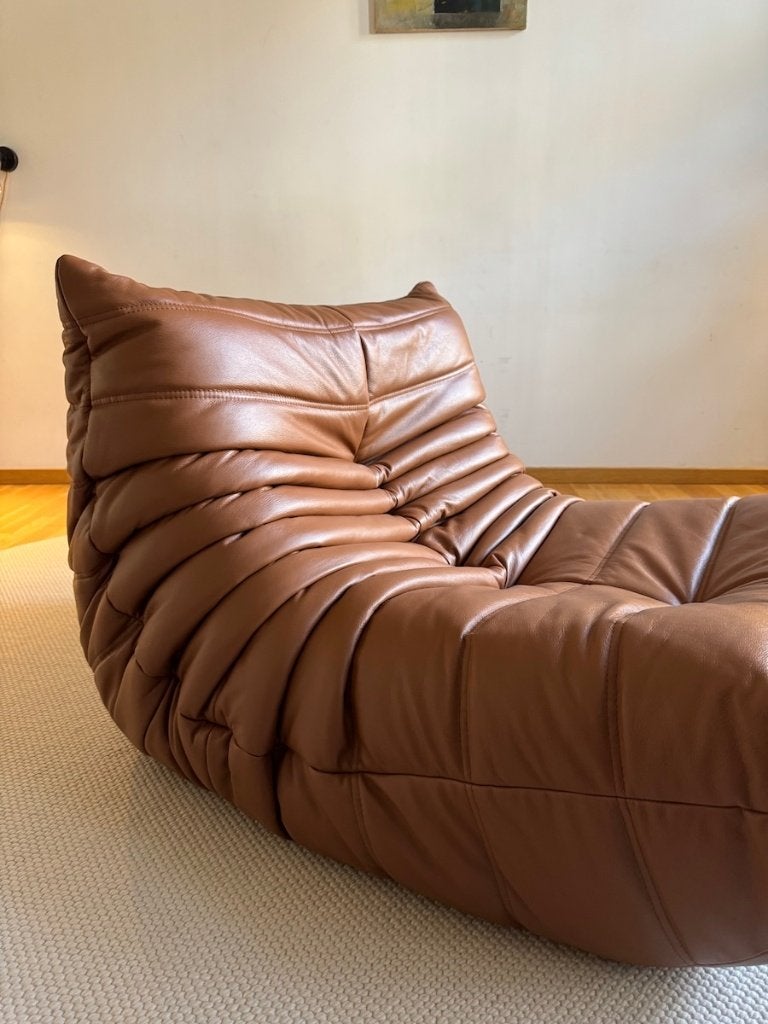 Ligne Roset — Fauteuil/chaise Togo 1 place - Cuir Cognac, 100 à 125 cm, Comme neuf, Cuir, 75 à 100 cm