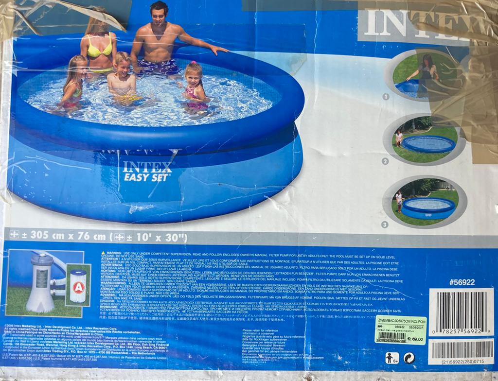 Intex ZWEMBAD Ø305cm , dekzeil, ladder/trap, filterpomp, Tuin en Terras, Ophalen, Minder dan 80 cm, Rond, 300 cm of meer