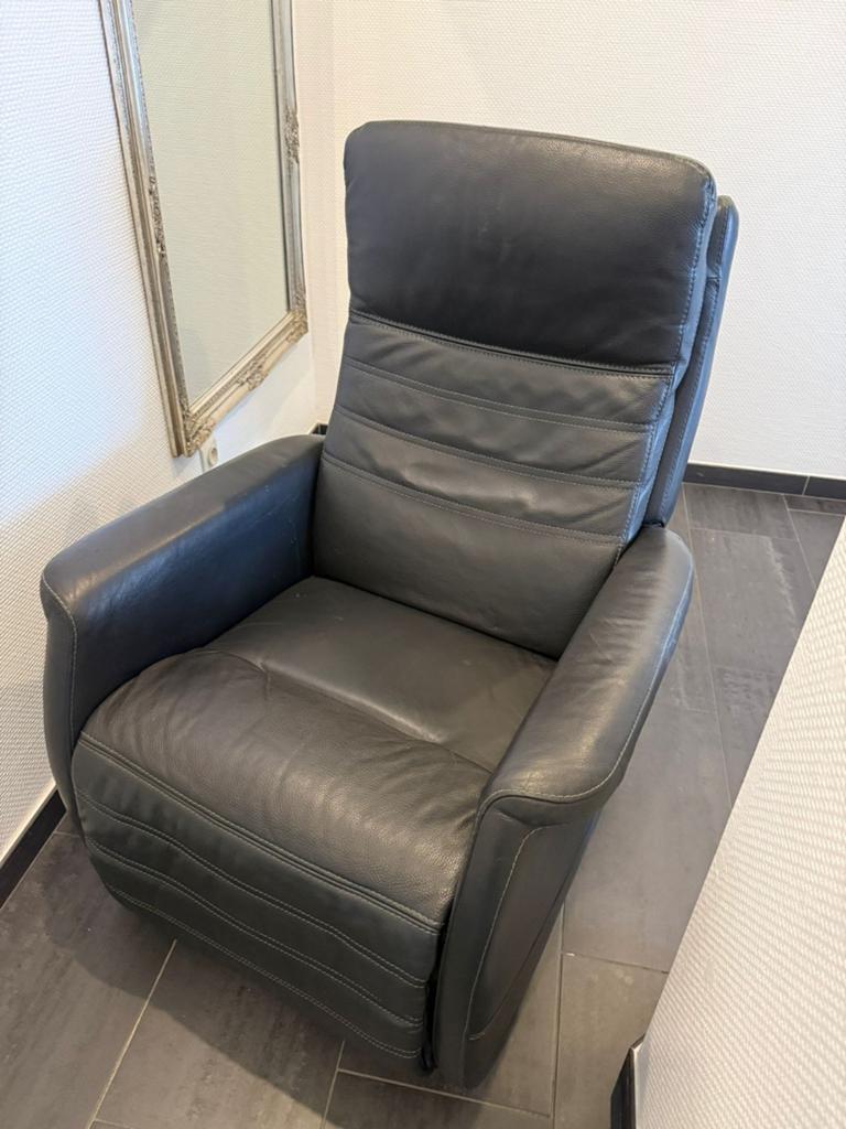 Relaxzetel automatisch, zwart leder, Huis en Inrichting, Fauteuils, Ophalen