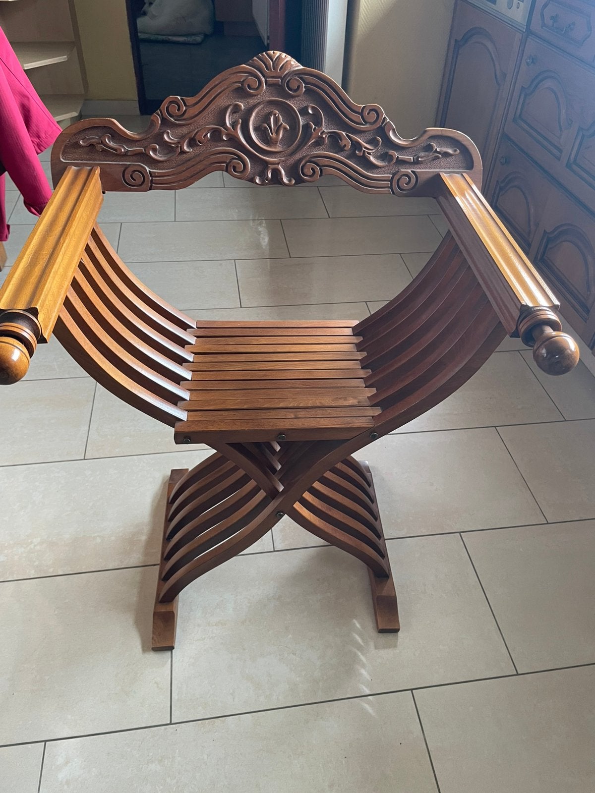 Unieke opvouwbare stoel met prachtige rugleuning, Ophalen of Verzenden, Hout
