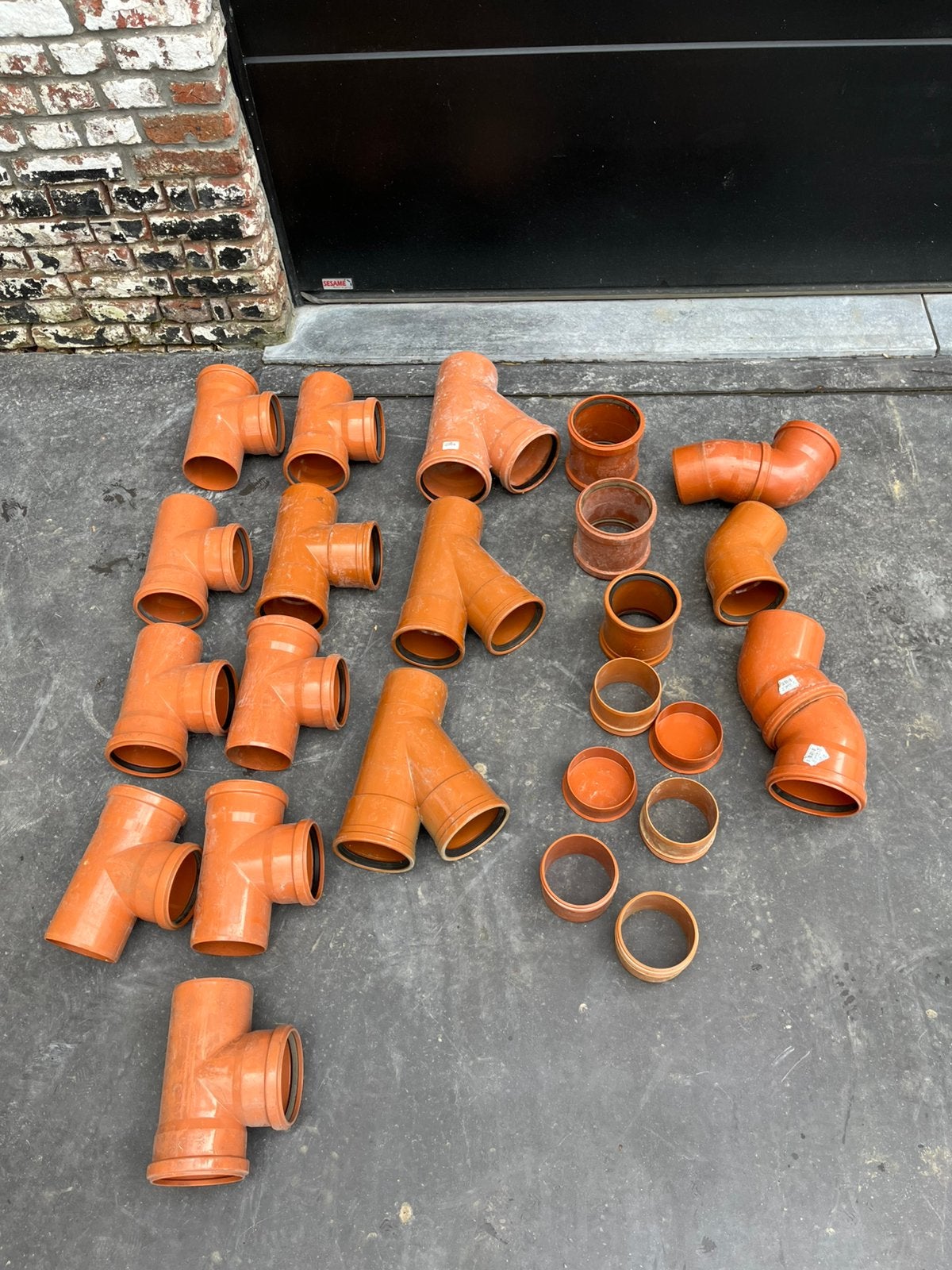 Set van 25 PVC-rioolaansluitingen Ø110 Ø125, Doe-het-zelf en Bouw, Ophalen of Verzenden, Zo goed als nieuw, PVC, Afvoer