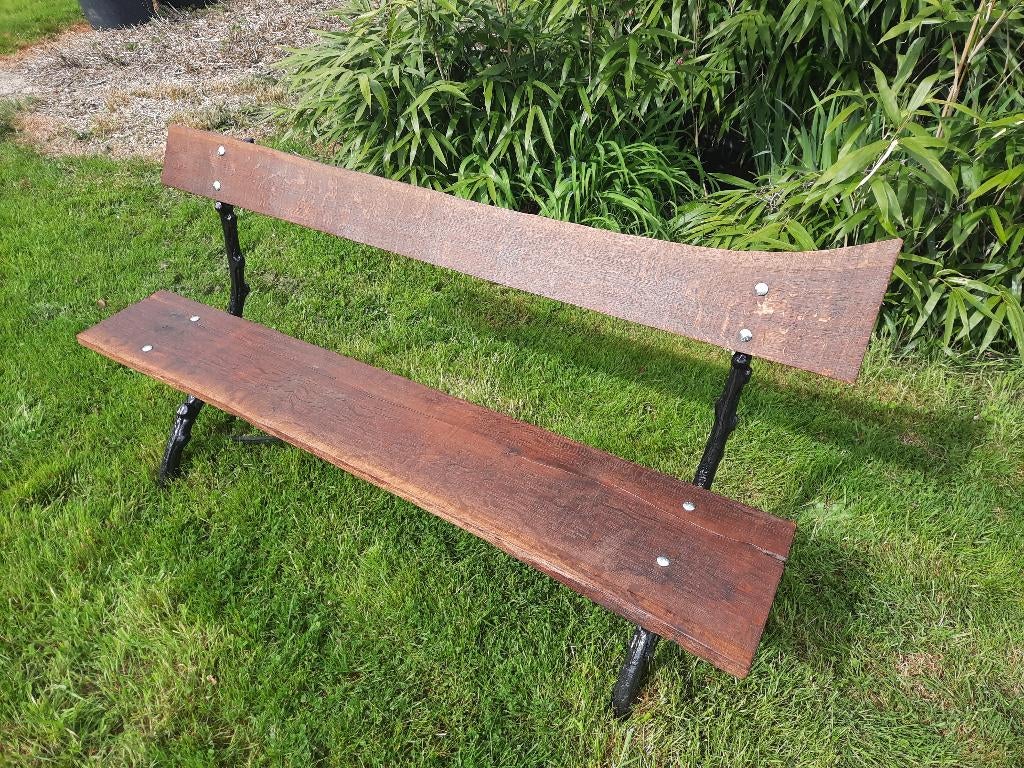 TUINBANK, GIETIJZER/EIKENHOUT, Tuin en Terras, Ophalen, Hout