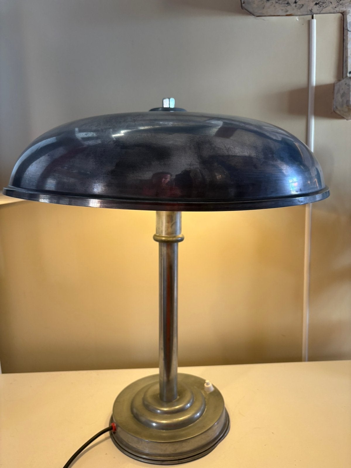 Art deco nikkel tafellamp, Ophalen, Gebruikt, Art deco