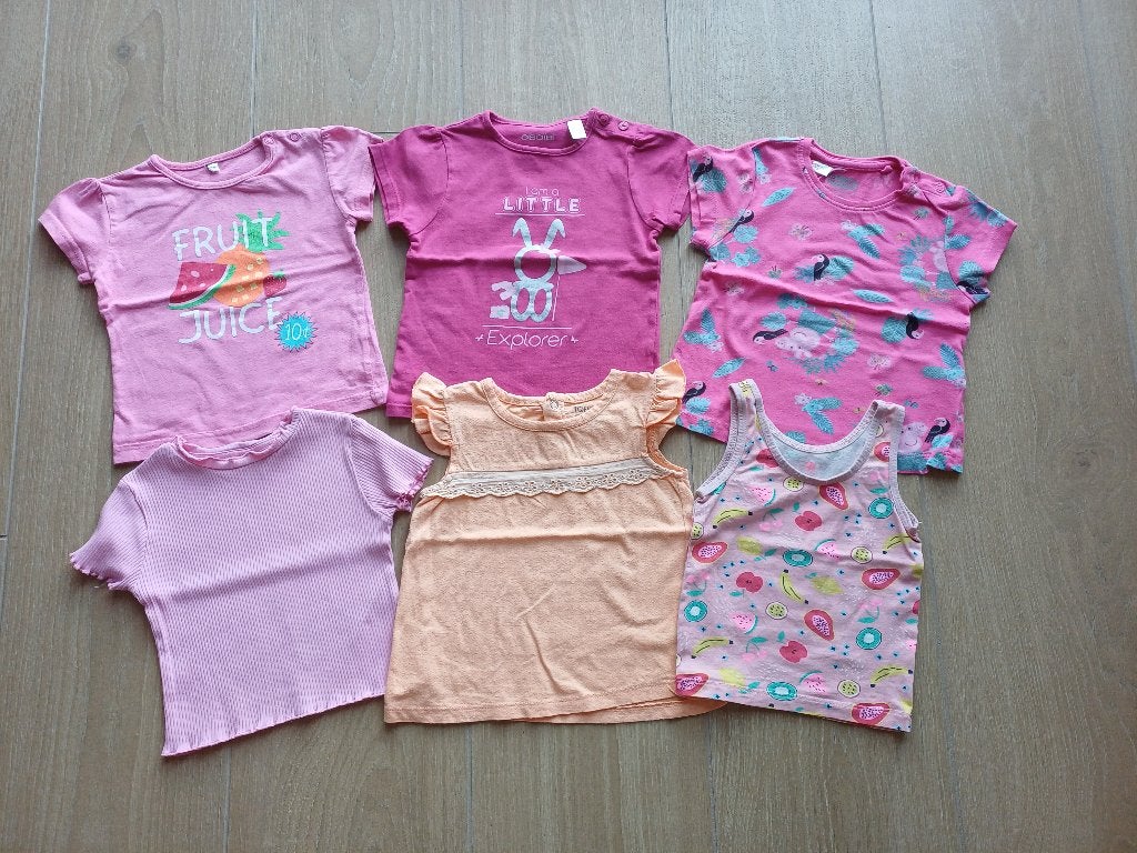 6 zomershirts maat 86, Enfants & Bébés, Enlèvement ou Envoi, Utilisé, Fille, Chemisette ou Manches longues