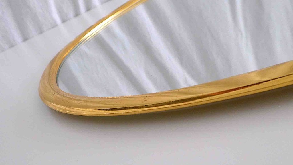 antieke spiegel messing, Ophalen, Ovaal, Minder dan 50 cm, Minder dan 100 cm