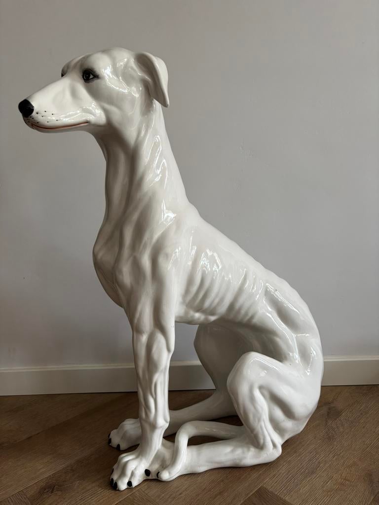ELEGANTE LEVENSGROTE ITALIAANS KERAMISCHE WINDHOND  74 CM, Enlèvement, Comme neuf