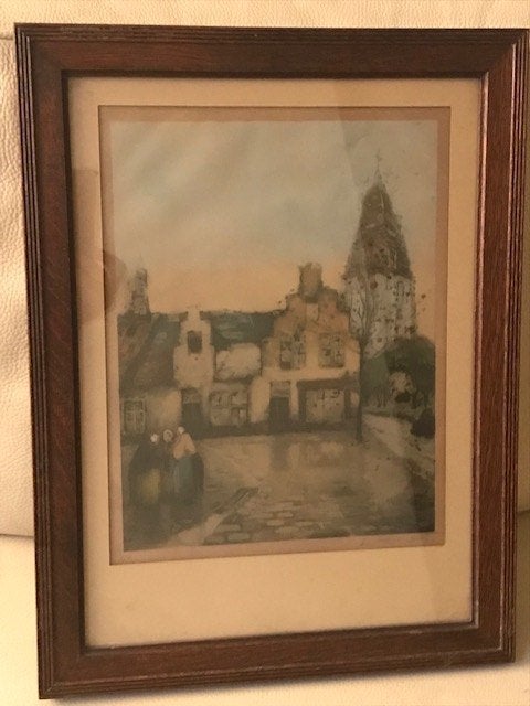 oude tekening, Ophalen of Verzenden, Tekening, Achter glas