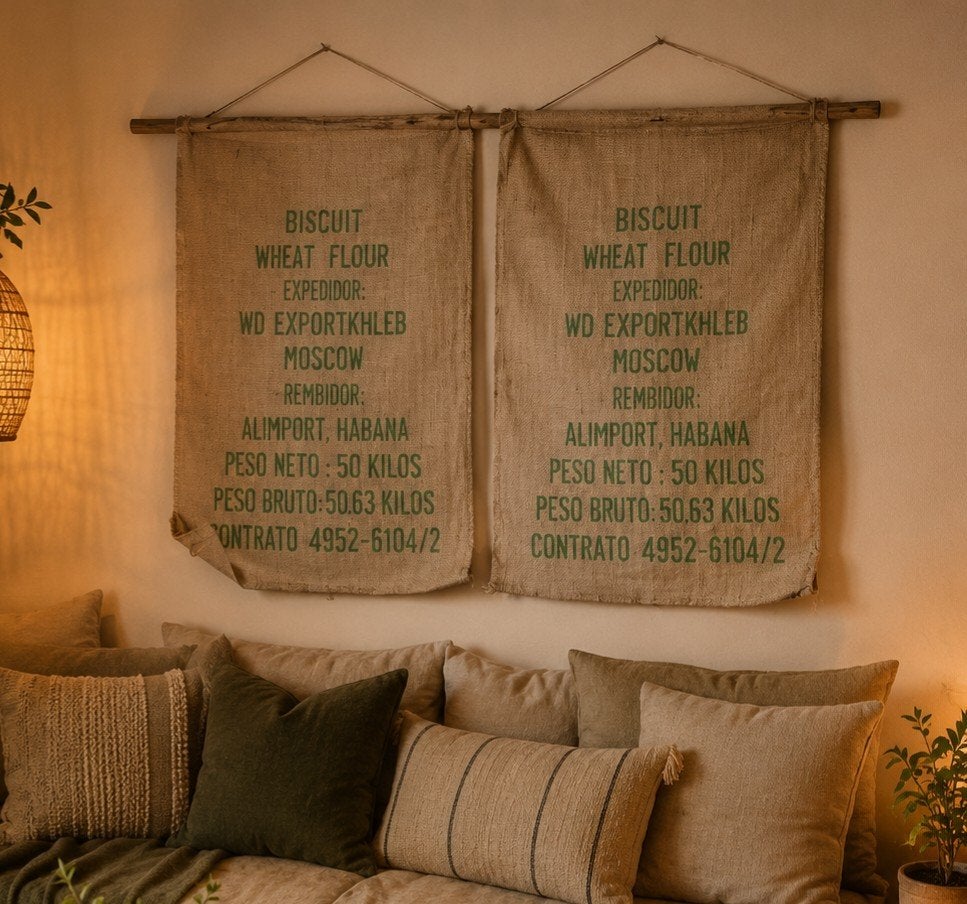 sacs à fleurs en jute vintage comme décoration d'intérieur, Enlèvement ou Envoi, Objet de décoration, Vintage, Matériau naturel