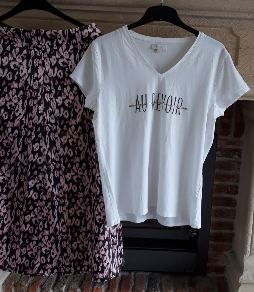 Bel&Bo - rok - zwart print - maat 36 + tshirt wit maat XL, Verzenden, Zwart, Bel & Bo, Zo goed als nieuw