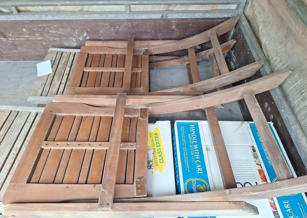 2 chaises de jardin en bois / 2 houten tuinstoelen, Enlèvement, Utilisé, Bois, Pliant