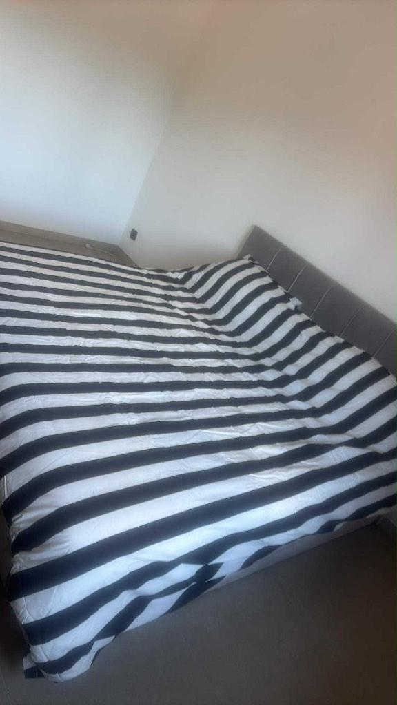 Springboxbed, Huis en Inrichting, Slaapkamer | Boxsprings, Nieuw, 180 cm, 200 cm, Tweepersoons, Grijs, Ophalen