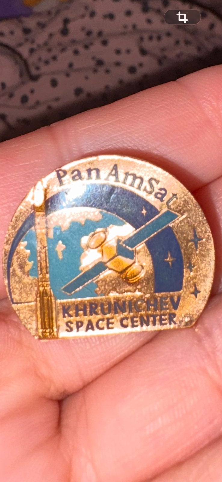 Vintage Ruimtevaart Pin - Khrunichev Space Center & PanAmSat, Ophalen of Verzenden, Gebruikt