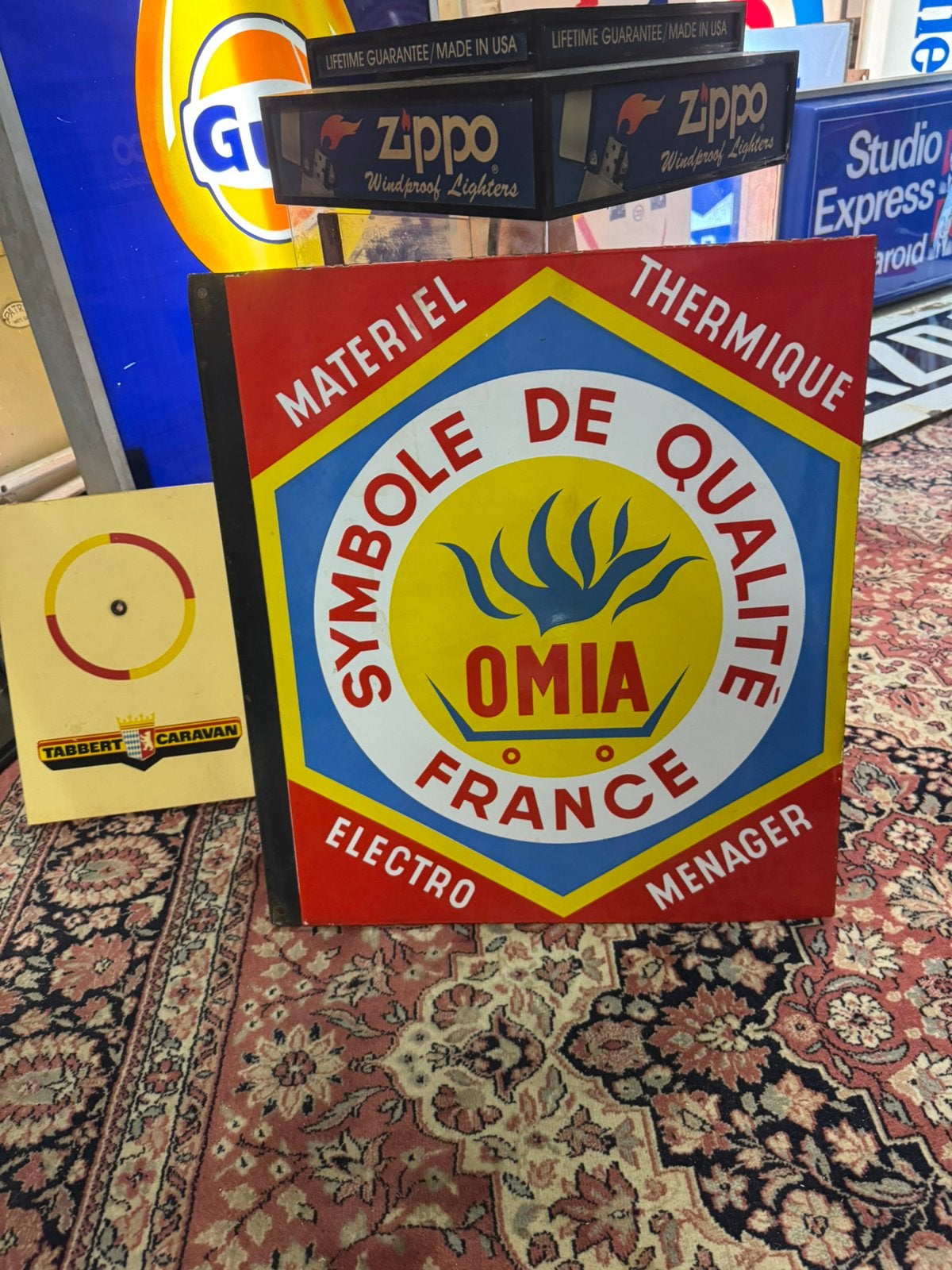 Panneau d'affichage en émail OMIA, Enlèvement ou Envoi, Utilisé, Panneau publicitaire