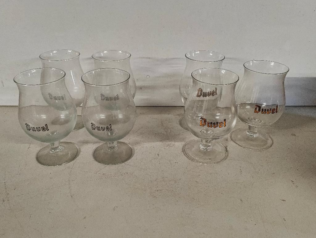 Lot van 7 Duvel bierglazen, Ophalen of Verzenden, Zo goed als nieuw, Duvel